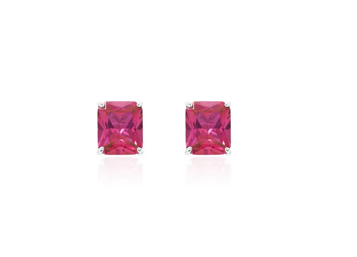 Brinco Safira Pink Square