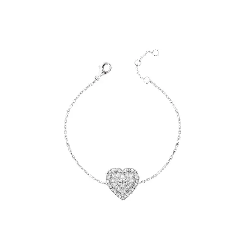 Pulseira Elos Portugueses com Coração Moissanite