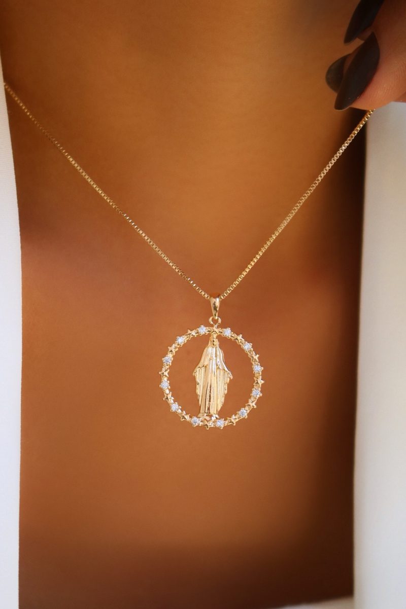 Colar Medalha Nossa Senhora das Graças Redondo